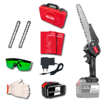 KELLSEN 무선 소형 전기톱 8인치 충전 체인 전기 프리미엄 독일기술, 8인치 10셀 배터리x1