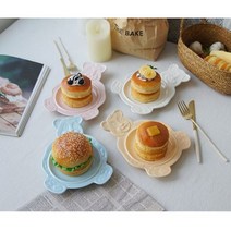 파스텔 베어 디저트 플레이트 간식 시리얼 나눔접시 앞접시 인스타 이케아, 화이트