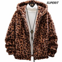 레오파드 호피무늬 뽀글이 후드 집업 후리스 양털 자켓 점퍼 플리스