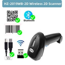 바코드무선리더기 QR 블루투스 스캐너 무선 유선 휴대용 바코드 스캐너 블루투스 2D 바코드 리더 2019W QR 24G USB 지원 휴대폰 iPad 2019 WB2D, BT HZ-2019QB-2D