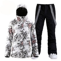 브랜드 여성용 스노우 슈트 야외 스포츠 의상 방수 방풍 세트 스키 재킷 및 스트랩 팬츠 소녀용, 07 picture jacket pant_04 L