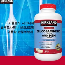 미국 커클랜드 대용량 글루코사민 1500mg+MSM 1500mg 375정