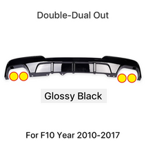 bmw 바디킷 에어댐 광택 블랙 바디 키트 m5 리어 범퍼 디퓨저 스포일러 프론트 립 for bmw 5 시리즈 f10 m 스포츠 m 테크 세단 2012-2016 mk4 m5, 더블 듀얼 아웃