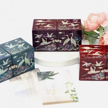 한지 미니자개함 쌍합보석함(송학), 보라, 1개