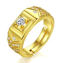 [정품] JVE3519 Mens Gold Rings Tungsten Carbide Gold Tone Wedding Band Eternity Ring Cubic Zirconia C