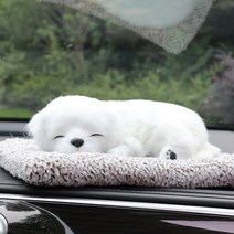 멍카 차량용 잠자는 강아지 고양이 탈취제 리얼펫 인형, 08-사모예드