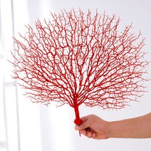 인테리어 대형 조화 인조 나무 화분 장식 45cm 인공 나뭇 가지 화이트 산호 웨딩 장식 홈 인공 공작 산호 지점 플라스틱 말린 지점, 02 빨간