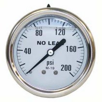 Merrill MFG 0~200 PSI 스테인리스 스틸 0.6cm(1/4인치) NPT 액체 충전 압력 게이지 WOG 워터 오일 가스 센터 백 마운트145882