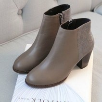 여자 앵클부츠 소가죽 파이톤 앵글부츠 기모 방한구두