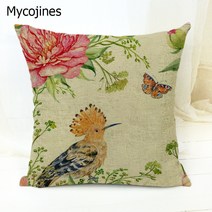 Phoenix2021 년 리넨 쿠션 만화 판다 프린트 침대 머리맡 쿠션 만화 백 허 그 소파 장식 쿠션| 45x45cm