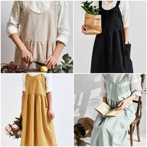 앞치마 원피스 에어프런 빅사이즈 프릴 어린이집 유치원 공방 꽃집 형 주머니, 블랙