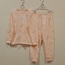 꾸시꾸시 인천점 여아 편면9부 내의세트~귀여운 고양이 무늬@@ 기본 9부내의 스타일로 시보리가 있는 편한 실내복세트