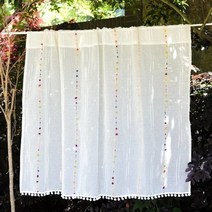 암막커튼 방음천 우드셔터 embroidered linen colorful stripes