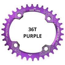 자전거체인휠 크랭크암 motsuv 104bcd 타원형 좁은 와이드 링 mtb 산악, 보라색 36t 타원형