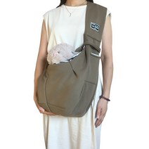 애견 주머니 슬링백 애완 동물 크로스백 백팩, D. 카키 - 면