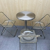 아크릴 스테인리스 카페 투명 의자 테이블 세트, 그레이 아크릴 접이식 의자