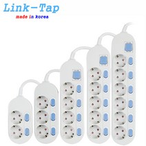 [사은품행사] Link-Tap 링크탭 2구 3구 4구 5구 6구 개별 스위치 1.5m 3m 5m 10m 16A 2800w 국산 안전 절전형 멀티탭, 4구 개별 1.5m