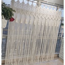 보헤미안 커튼 마크메라 집꾸미기, 미색  텔레스코픽 막대 접촉 고객 서비스
