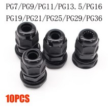 케이블글랜드 10pcs ip68 pg7 3-6.5mm pg9 pg11 pg13.5 pg16 pg19 와이어 케이블 ce 블랙 방수 나일론 플라스틱 케이블 글 랜드 커넥터