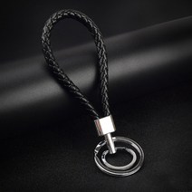 PKG 1+1 다용도 가죽 열쇠고리 가방 스마트폰 차키 스마트키 분실방지 손잡이 키링, 1+1(2개입), 화이트블랙