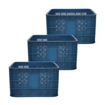 뉴플라스틱 농산물상자 과일박스 사각상자 운반상자 이사박스 플라스틱 바구니 3개 1세트, 사각상자_청색(3개묶음)