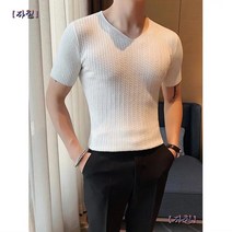 브이넥 머슬핏니트 반팔 남자 여름
