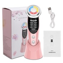 7in1 RF EMS 얼굴 마사지 기계 라디오 Mesotherapy Electroporation 리프팅 LED 음파 진동 제거제 주름 피, 02 Pink