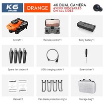 드론 고급드론 브랜드드론 직업 K6 미니 무인 4K 듀얼 Wifi FPV 360 학위 적외선 장애물 회피 Rc 접이식 Qu, 10 4K Dual OR 1B Bag