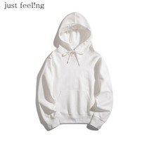 just feel!ng 초가을 오버핏 커플 후드티 빅사이즈 캐주얼 긴팔 단칼라 맨투맨 루즈핏 티셔츠