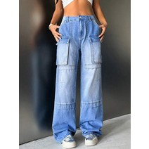 l2023신상l SHEIN ICON 플랩 포켓 카고 청바지 201191