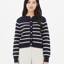 23 SS 여성 스트라이프 라운드넥 래글런 가디건 NV