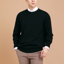 파파브로 남성 국산 베이직 라운드넥 울 니트 JP-KN-NTR-블랙