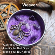 밀랍초 천연 기도 초1PCS 번영 캔들 크리스탈 허브 간장 채식주의 자 웰스 항아리 마술기도 양초 100g, 14 Weaver-100g