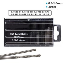 XCAN 목재 금속 드릴링 공구용 미니 고속 스틸 HSS 비트 세트 0.3mm-1.6mm 트위스트 20 개, 01 20pcs 0.3-1.6mm