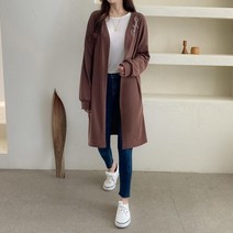 여자 가을 레이어드 캐주얼 레터링 하프 롱 가디건