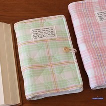 불렛저널 패브릭다이어리 6공다이어리 포켓 다이어리커버 체크, A6 그린 체크