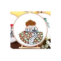 미리사몰 프랑스 십자수 세트 29종 DIY 키트 수 놓기 쿠션 액자 지갑 손거울 만들기 재료 학생 방과후 복지관 단체 수업 활동 패키지, 프랑스자수:작은집