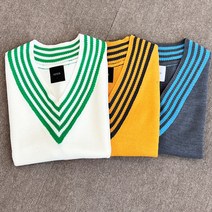 깔끔한 남자 남친룩 브이 단가라 니트 프리사이즈 봄 가을 조끼