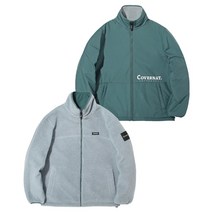 커버낫 [Covernat] 리버시블 플리스 집업 자켓 세이지 그레이