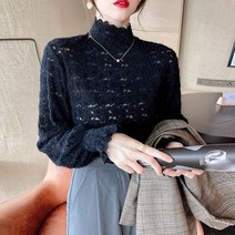 다이뻐 DAIBBU 리틀깽스 자체제작 44~88 빅사이즈 간절기 봄 가을 로맨틱 프릴 레이어드 펀칭 꽃자수 플라워 퍼프소매 레이스 블라우스