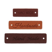 [3개] 아티피셜 가죽라벨 9종 핸드메이드 택, 미디움, 브라운