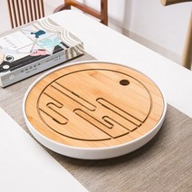 전통 원목 다도 차판 차 트레이 대나무 배수 물 저장 쿵후 세트 거실 커피 배수 보관, 25cm
