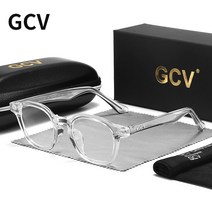 블루레이 플레이어 GCV-아세테이트 조니 뎁 둥근 안경테 남녀공용 블루레이 컴퓨터 고글 파란색 차단 안, 02 Transparent