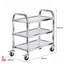 주방용카트 서비스밀차 반찬카트 스텐인레스 튼튼한, 표준, 스테인리스  3단 소형 400*750*835, 1개
