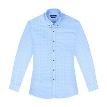 슬림)펌프킨 버튼다운 블루 셔츠_RF1052 파란색셔츠 블루셔츠 긴팔셔츠 땡땡이셔츠