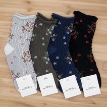 좋은면양말 화사한 꽃무늬 도톰한 돌돌이 여성장목양말 러플플라워4족세트