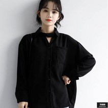 가바바 여성 블라우스 올블랙 매트 커버 리본초커 포인트 셔츠 블라우스 G59120