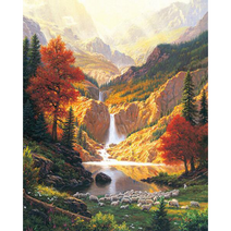 votgl 주얼리 십자수 DIY 세트 블랙 메탈 프레임 풍경 동물 꽃 인물 40x50cm, 010 산