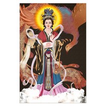 선녀님 신당 탱화 큐빅 그림 장식 만들기 비즈 자수 공예 보석 십자수 재료 세트, 70x110cm 전체 원형 큐빅