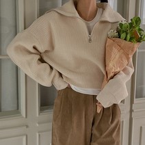 바잉몰 여성 별빛하나 반집업 크롭 하찌 니트 -4color